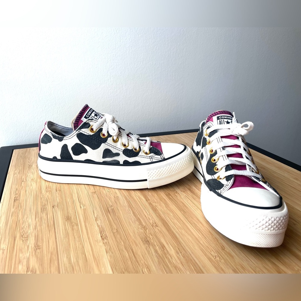 Converse Women Lift Platform All Star Low Sneaker Animal Print Size 6 - Picture 7 of 13